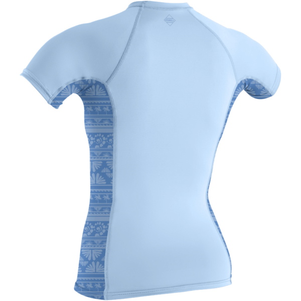 2026 O'Neill Womens Hyperfreak Skins Short Sleeve Rash Vest 5694 - Chambray Blue / Surf Abstract